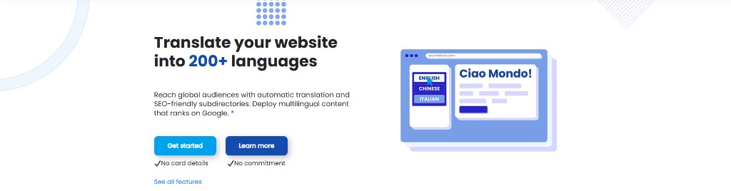 Multilingual website preview with language switcher