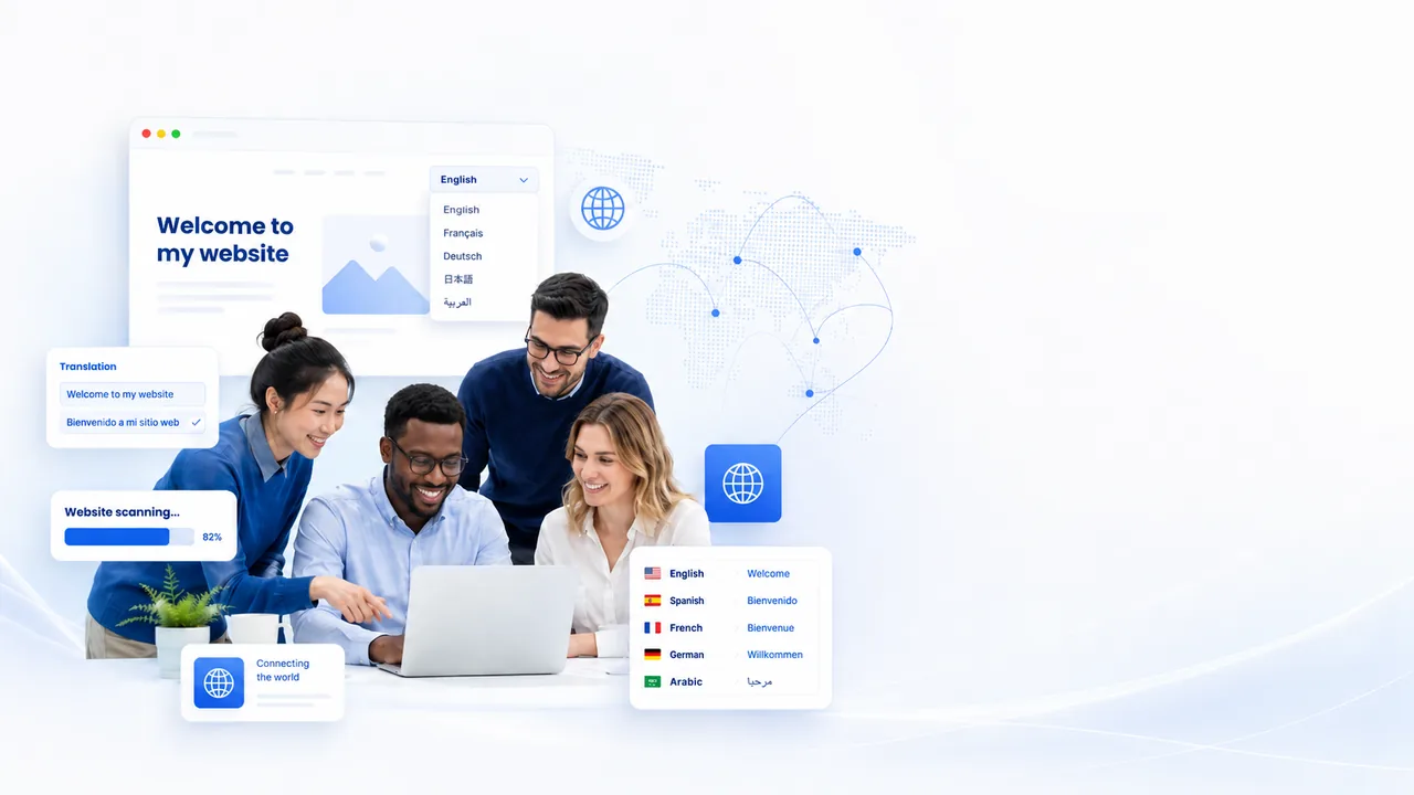 Global website translation interface with multilingual team collaboration