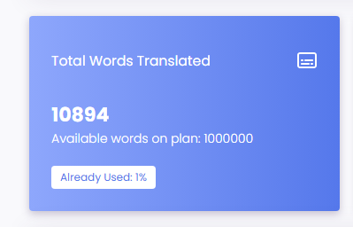 On your dashboard you can see total words translated statistics. Total words