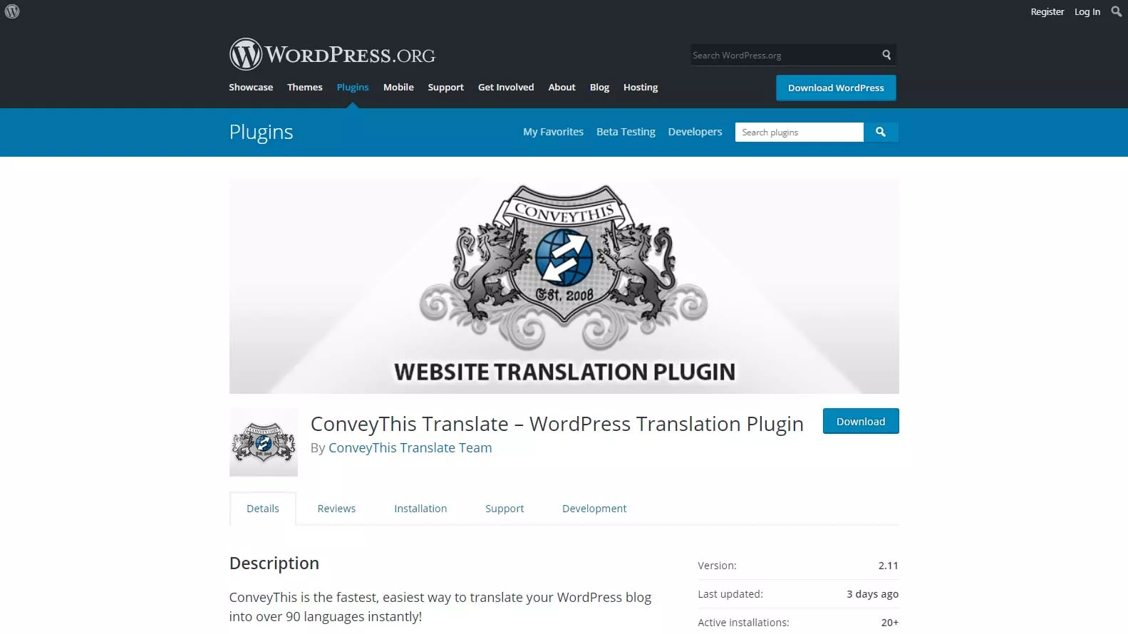 ConveyThis Translate v 2.11.0 for WordPress 1 transmitir isso 2 11