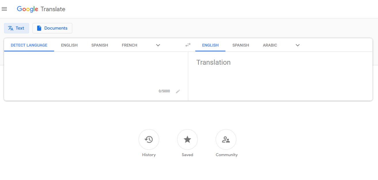 Screenshot van Google Translate