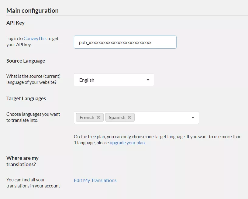 page de configuration joomla