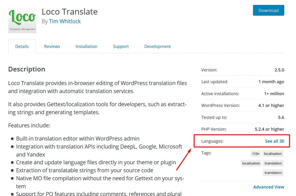 The Most Translated Plugin for WordPress 2 loco traducir wordpress