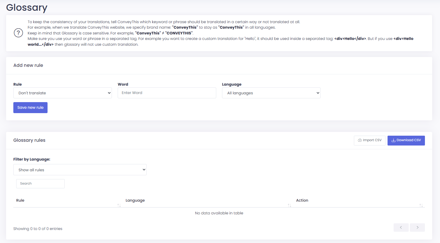 Glossary page for ConveyThis