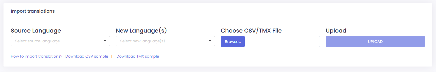 Import Translations page for ConveyThis