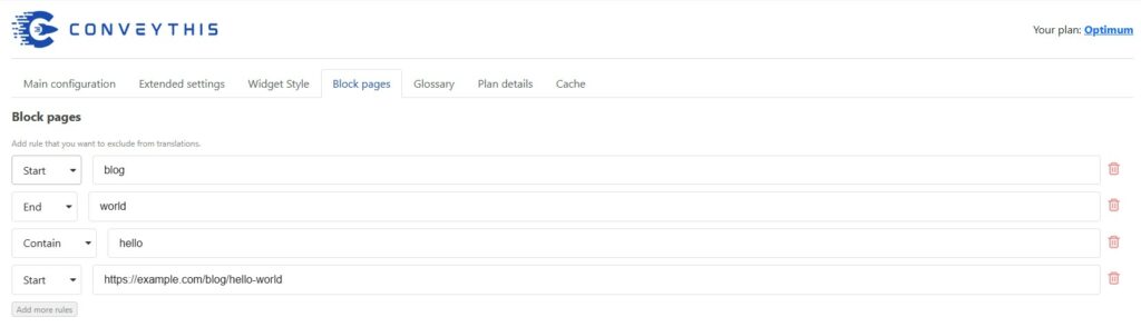 Block(Exclude) Pages from translations