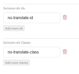 Exclude Ids and Classes from translation inputs