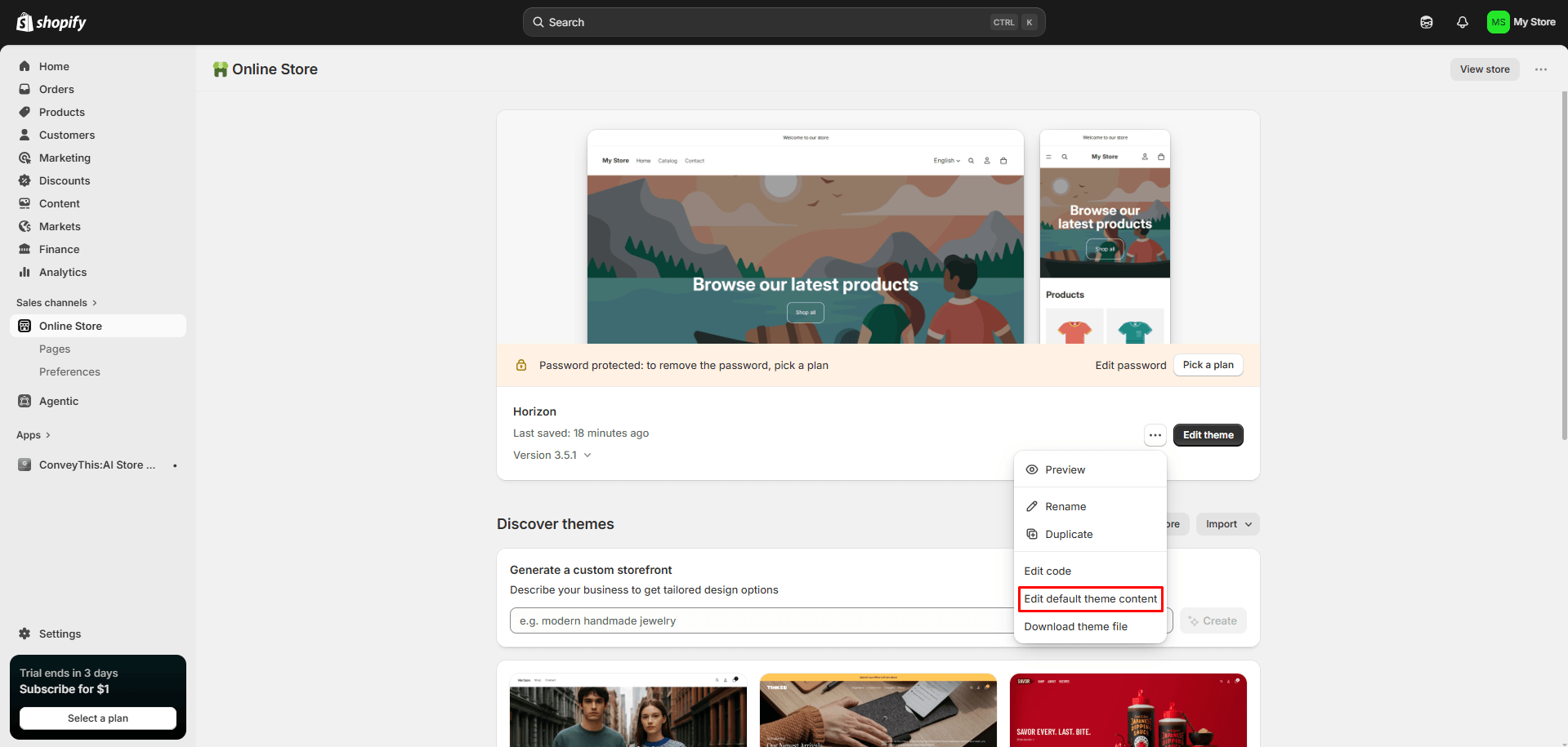 Shopify Edit default theme content location