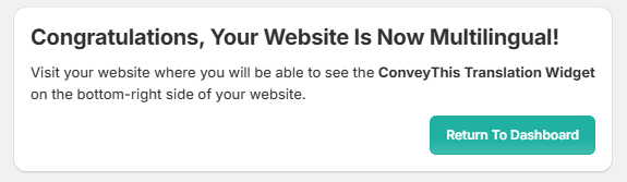 ConveyThis Shopify plugin success page