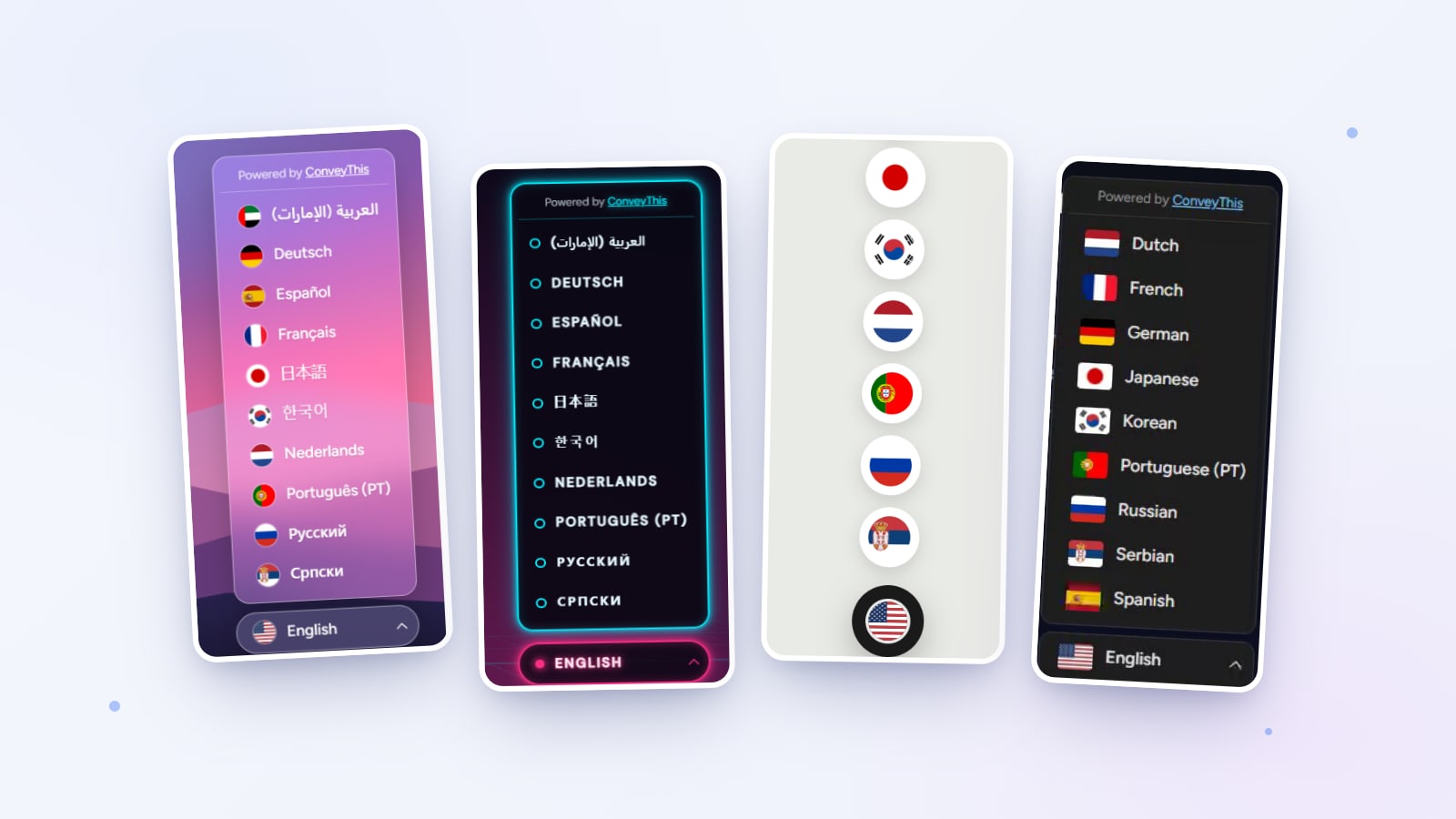 ConveyThis Introduces Language Switcher Themes: Glass, Neon, Bubble and Auto