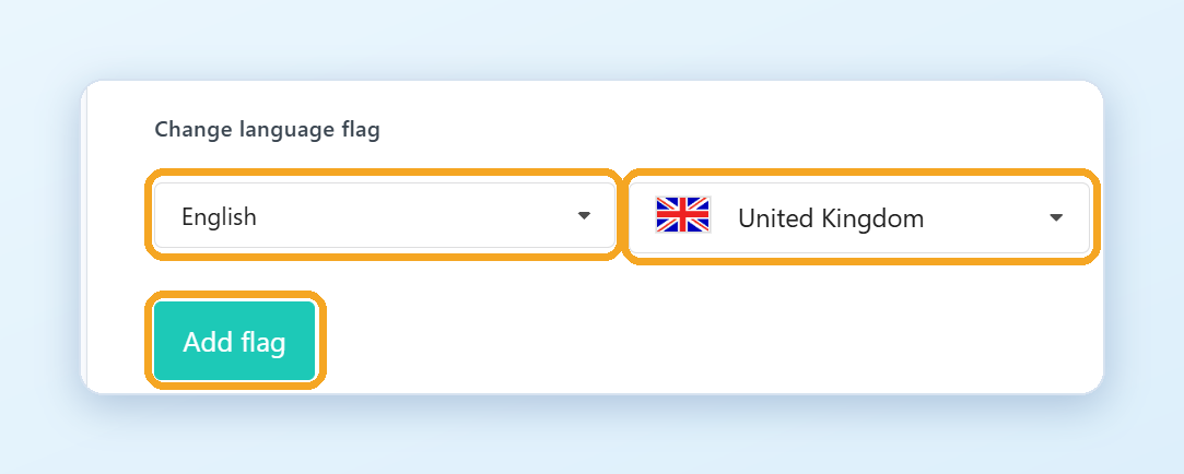 Change language flag in Settings > Advanced: choose the language, choose the flag and click Add flag