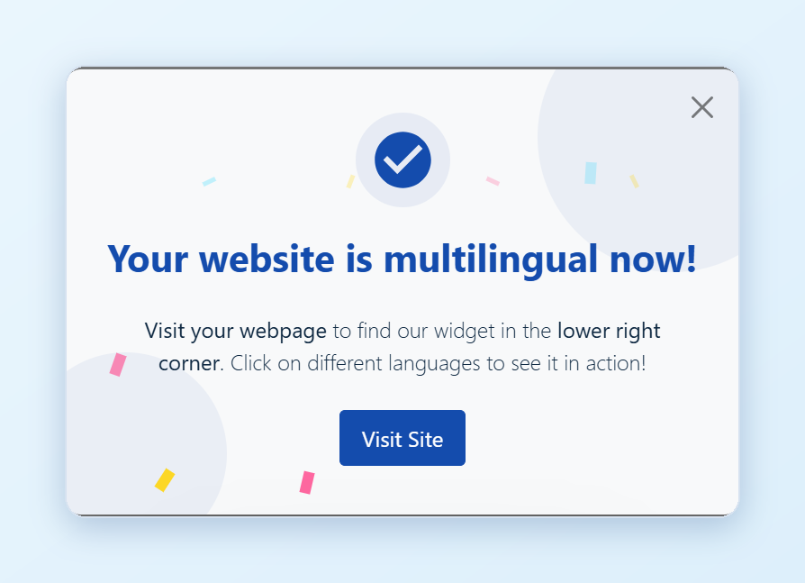 The plugin after connecting: Your website is multilingual now!